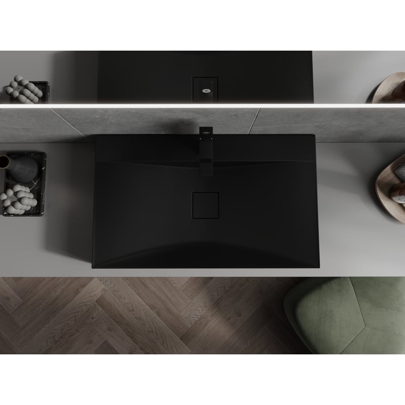 Mexen Poli umywalka nablatowa z konglomeratu 1/O 80 x 48 cm, czarna - 23028071