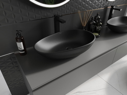 Mexen Nora umywalka nablatowa z konglomeratu 60 x 36 cm, czarna - 23056071