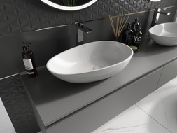 Mexen Nora umywalka nablatowa z konglomeratu 60 x 36 cm, biała - 23056001