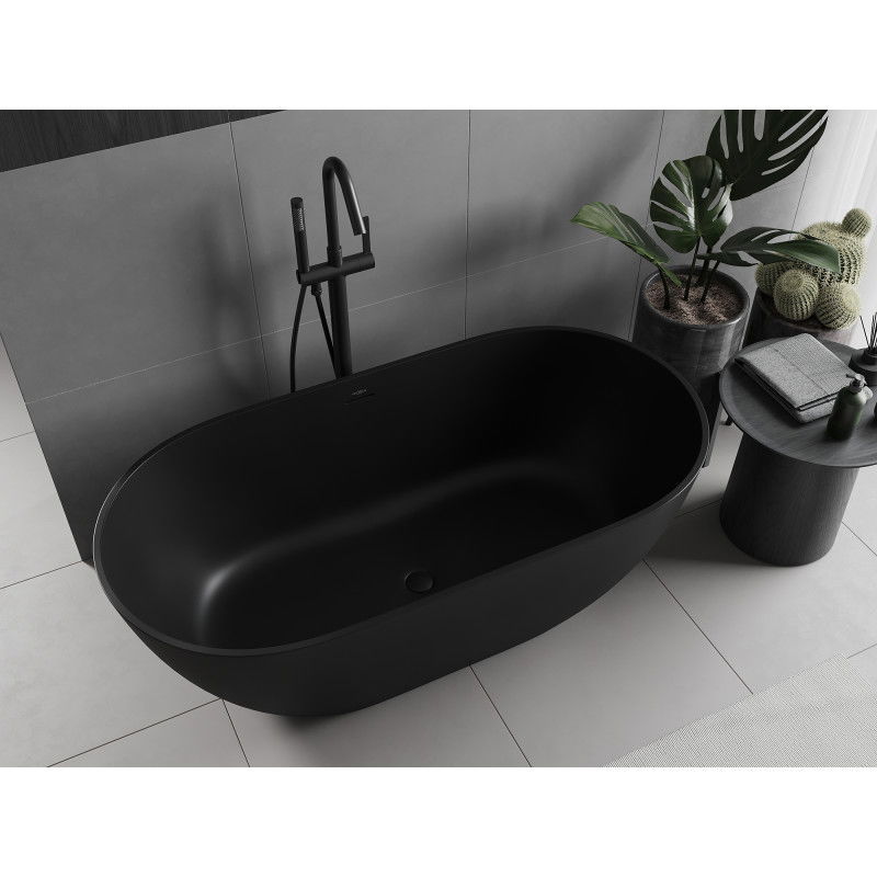 Mexen Rimini wanna wolnostojąca z konglomeratu 150 x 75 cm, czarna mat - 57241507570