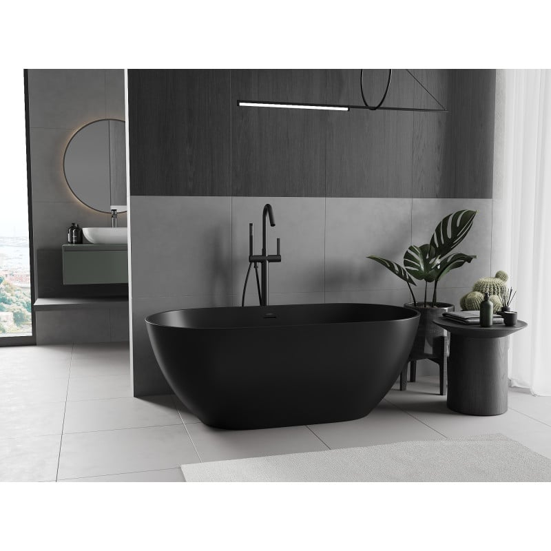 Mexen Rimini wanna wolnostojąca z konglomeratu 150 x 75 cm, czarna mat - 57241507570