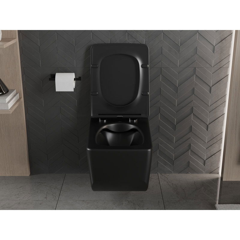 Mexen Vera miska wc Rimless z deską wolnoopadającą slim, duroplast, czarna mat - 30164070