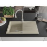 Mexen Cesar zlewozmywak granitowy 1-komorowy z ociekaczem i baterią kuchenną Savita, beżowy - 6514-69-672601-00
