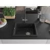Mexen Pedro zlewozmywak granitowy 1-komorowy 560 x 460 mm, czarny/srebrny metalik, syfon chrom - 6508561000-73