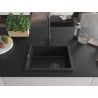 Mexen Pedro zlewozmywak granitowy 1-komorowy 560 x 460 mm, czarny/srebrny metalik, syfon czarny - 6508561000-73-B