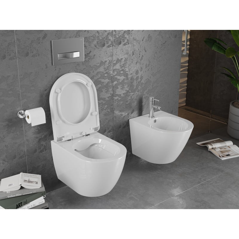 Mexen Lena miska wc Rimless z deską wolnoopadającą twarda, biała połysk - 30298000