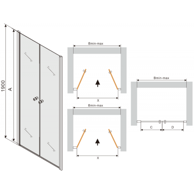 Mexen Texas drzwi prysznicowe uchylne 100 cm, transparent, chrom - 880-100-000-01-00