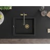 Mexen Pedro zlewozmywak granitowy 1-komorowy 560 x 460 mm, czarny, syfon złoty - 6508561000-77-G