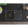 Mexen Pablo zlewozmywak granitowy 1-komorowy z ociekaczem i baterią kuchenną Savita, czarny nakrapiany - 6510-76-672601-70-B