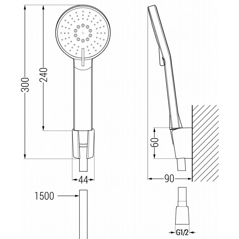 Mexen R-40 zestaw prysznicowy punktowy, gun gray szczotkowany - 785405052-66
