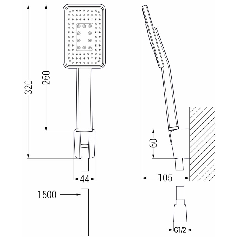 Mexen R-54 zestaw prysznicowy punktowy, czarny/chrom - 785545052-71
