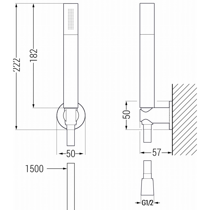 Mexen R-70 zestaw prysznicowy punktowy, gun gray szczotkowany - 785705051-66