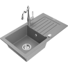 Mexen Pablo zlewozmywak granitowy 1-komorowy z ociekaczem i baterią kuchenną Carla, szary - 6510-71-670700-00