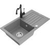 Mexen Pablo zlewozmywak granitowy 1-komorowy z ociekaczem i baterią kuchenną Carla, szary - 6510-71-670700-70