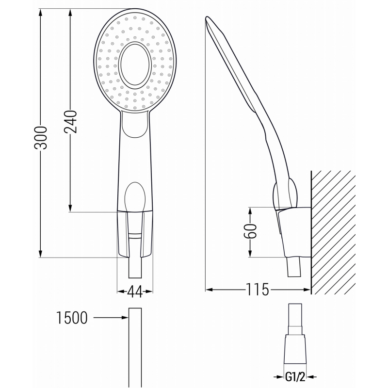 Mexen R-73 zestaw prysznicowy punktowy, czarny - 785735052-70