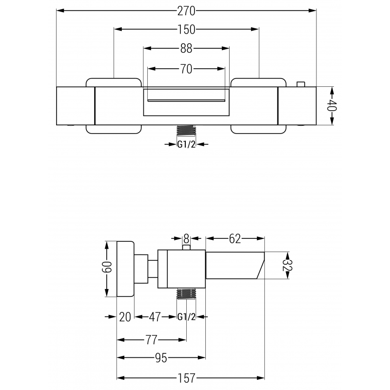 Mexen Cube termostatyczna bateria wannowa, chrom - 77360-00