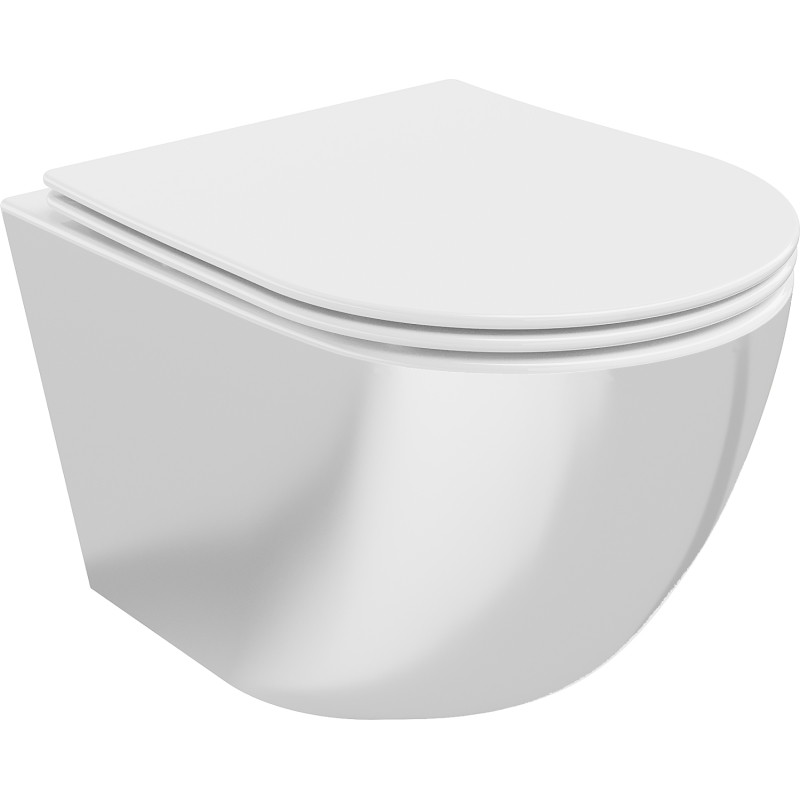 Mexen Lena miska wc Rimless z deską wolnoopadającą slim, duroplast, biała/srebrna - 30224004