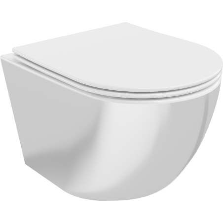 Mexen Lena miska wc Rimless z deską wolnoopadającą slim, duroplast, biała/srebrna - 30224004