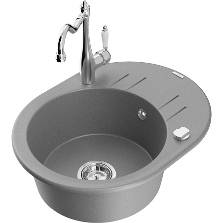 Mexen Kevin zlewozmywak granitowy 1-komorowy z ociekaczem i baterią kuchenną Carla, szary - 6517-71-670700-00