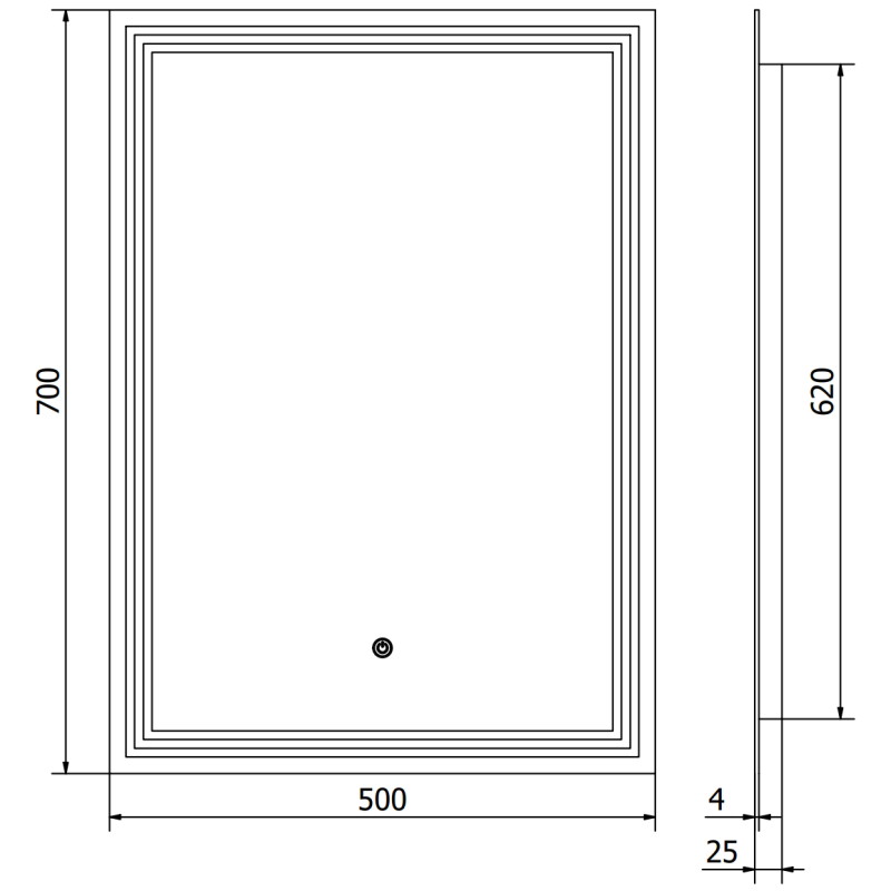 Mexen Taco lustro łazienkowe podświetlane 50 x 70 cm, LED 6000K, antypara - 9805-050-070-611-00