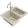 Mexen Carlos zlewozmywak granitowy 1,5-komorowy z baterią kuchenną Carla, beżowy - 6518-69-670700-00