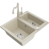 Mexen Carlos zlewozmywak granitowy 1,5-komorowy z baterią kuchenną Carla, beżowy - 6518-69-670700-69