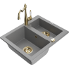 Mexen Carlos zlewozmywak granitowy 1,5-komorowy z baterią kuchenną Carla, szary - 6518-71-670700-50