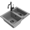 Mexen Carlos zlewozmywak granitowy 1,5-komorowy z baterią kuchenną Carla, szary - 6518-71-670700-70-B