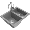 Mexen Carlos zlewozmywak granitowy 1,5-komorowy z baterią kuchenną Carla, szary - 6518-71-670700-71