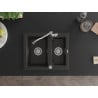 Mexen Carlos zlewozmywak granitowy 1,5-komorowy z baterią kuchenną Carla, czarny/złoty metalik - 6518-75-670700-00