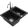 Mexen Carlos zlewozmywak granitowy 1,5-komorowy z baterią kuchenną Carla, czarny - 6518-77-670700-00