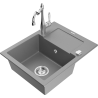 Mexen Enzo zlewozmywak granitowy 1-komorowy z ociekaczem i baterią kuchenną Carla, szary - 6506-71-670700-00