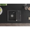Mexen Enzo zlewozmywak granitowy 1-komorowy z ociekaczem i baterią kuchenną Carla, czarny nakrapiany - 6506-76-670700-70