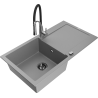 Mexen Leo zlewozmywak granitowy 1-komorowy z ociekaczem i baterią kuchenną Aster, szary - 6501-71-73450-07-B
