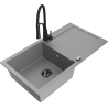 Mexen Leo zlewozmywak granitowy 1-komorowy z ociekaczem i baterią kuchenną Aster, szary - 6501-71-73450-70-B