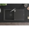 Mexen Leo zlewozmywak granitowy 1-komorowy z ociekaczem i baterią kuchenną Aster, czarny nakrapiany - 6501-76-73450-07-B
