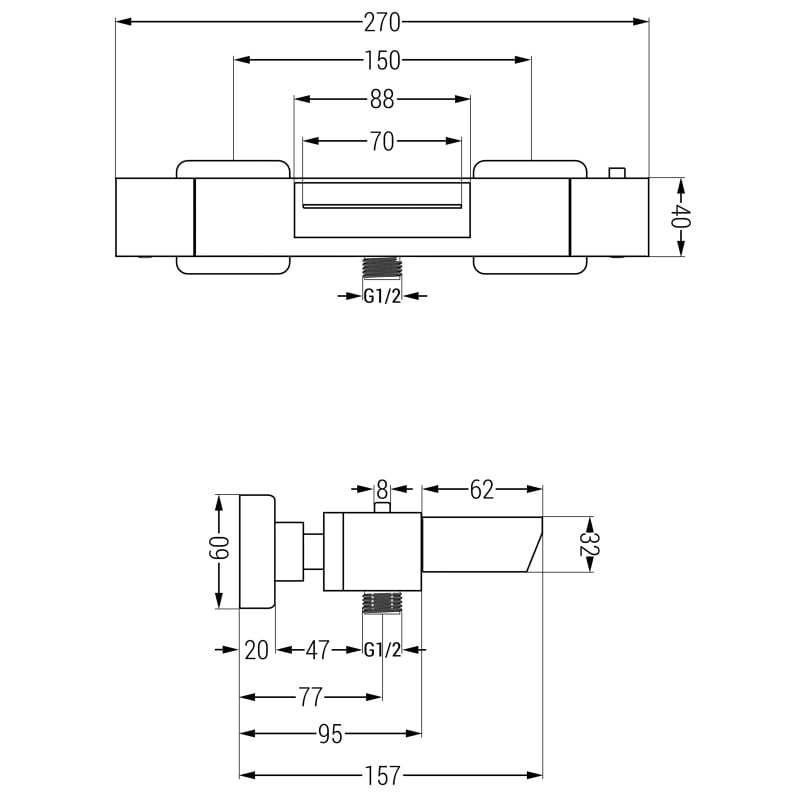 Mexen Cube termostatyczna bateria wannowa,  gun gray szczotkowany - 77360-66