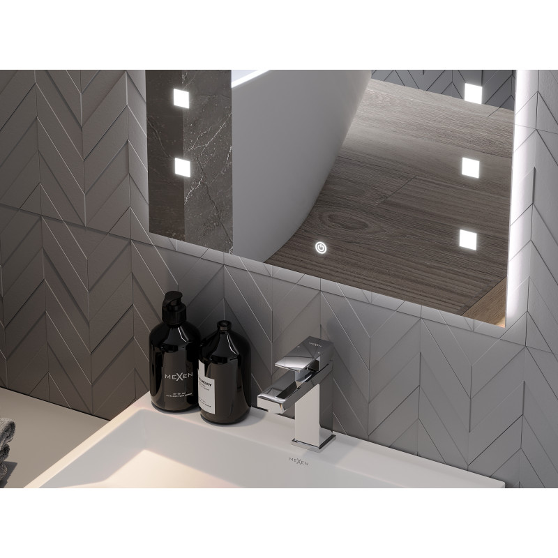 Mexen Ner lustro łazienkowe podświetlane 50 x 70 cm, LED 6000K, antypara - 9809-050-070-611-00