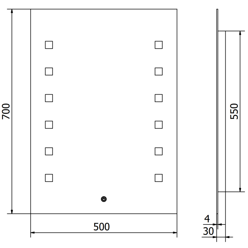 Mexen Ner lustro łazienkowe podświetlane 50 x 70 cm, LED 6000K, antypara - 9809-050-070-611-00