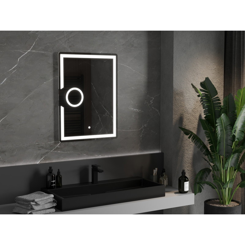 Mexen Onyx lustro łazienkowe podświetlane z lusterkiem kosmetycznym 60 x 80 cm, LED 6000K, antypara - 9813-060-080-611-00