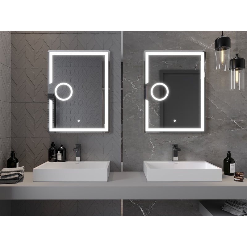 Mexen Onyx lustro łazienkowe podświetlane z lusterkiem kosmetycznym 60 x 80 cm, LED 6000K, antypara - 9813-060-080-611-00