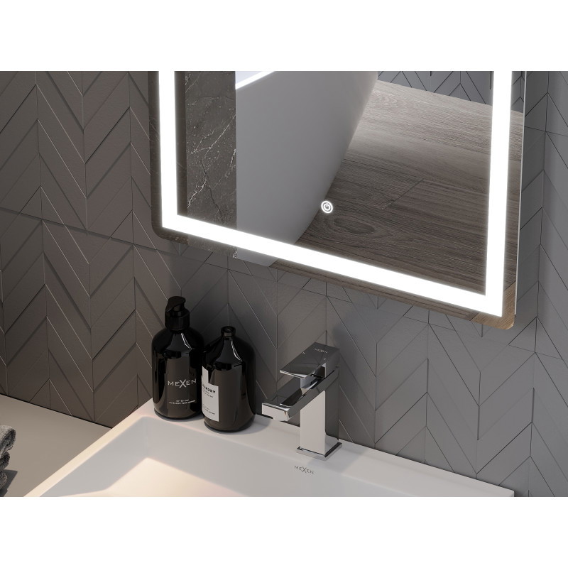 Mexen Onyx lustro łazienkowe podświetlane z lusterkiem kosmetycznym 60 x 80 cm, LED 6000K, antypara - 9813-060-080-611-00