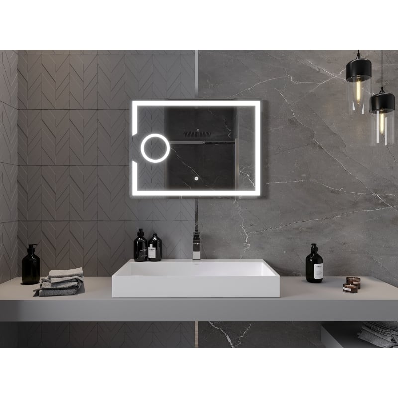 Mexen Onyx lustro łazienkowe podświetlane z lusterkiem kosmetycznym 80 x 60 cm, LED 6000K, antypara - 9813-080-060-611-00
