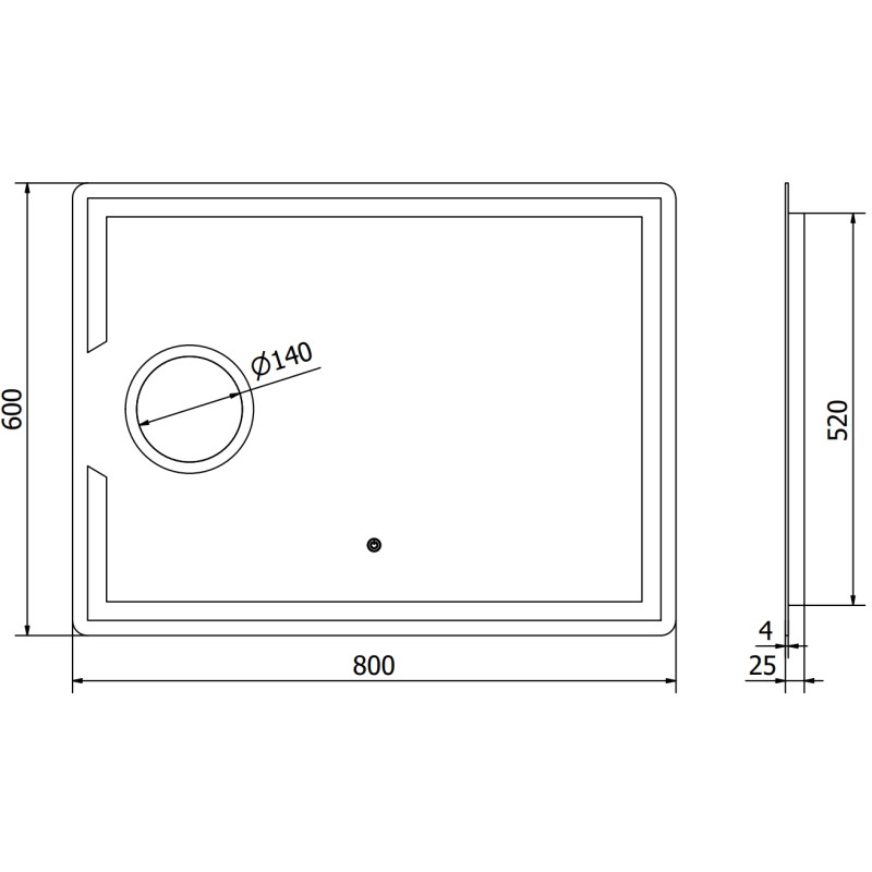 Mexen Onyx lustro łazienkowe podświetlane z lusterkiem kosmetycznym 80 x 60 cm, LED 6000K, antypara - 9813-080-060-611-00
