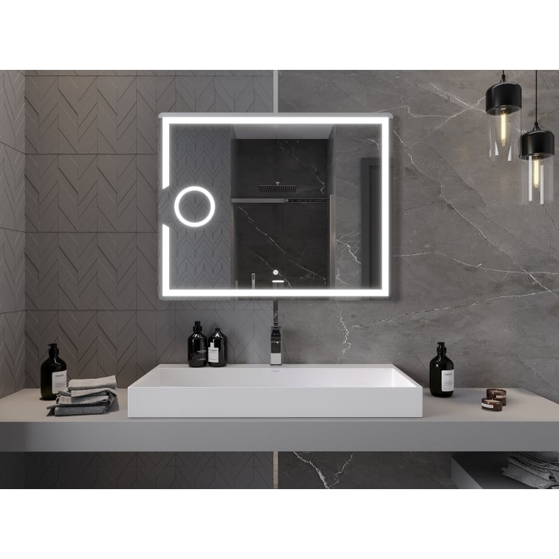 Mexen Onyx lustro łazienkowe podświetlane z lusterkiem kosmetycznym 100 x 80 cm, LED 6000K, antypara - 9813-100-080-611-00