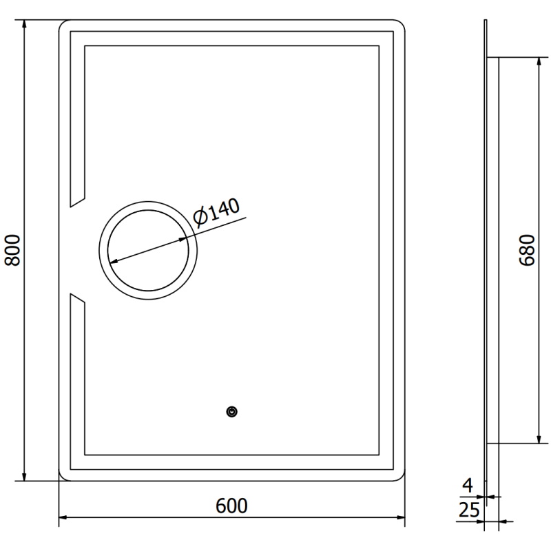 Mexen Onyx lustro łazienkowe podświetlane z lusterkiem kosmetycznym 60 x 80 cm, LED 6000K, antypara - 9813-060-080-611-00