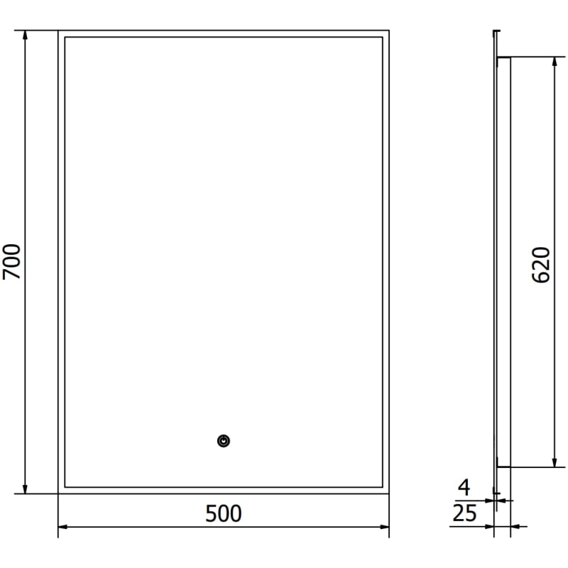 Mexen Erma lustro łazienkowe podświetlane 50 x 70 cm, LED 6000K, antypara, rama czarna - 9814-050-070-611-70