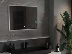 Mexen Erma lustro łazienkowe podświetlane 80 x 60 cm, LED 6000K, antypara, rama czarna  - 9814-080-060-611-70