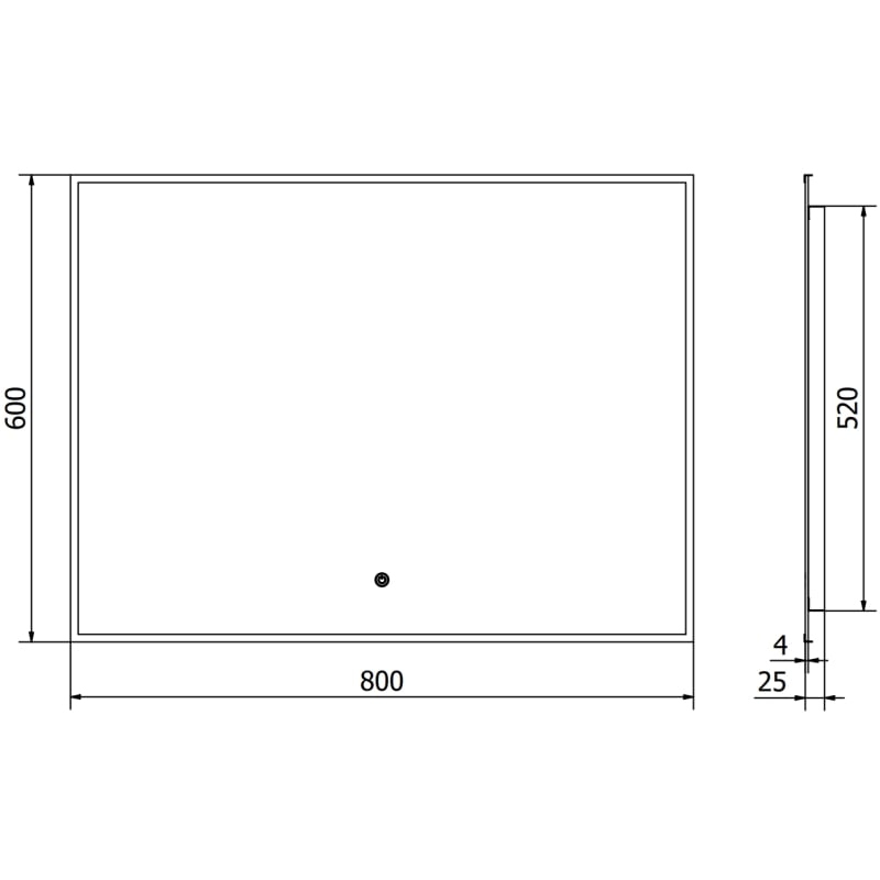 Mexen Erma lustro łazienkowe podświetlane 80 x 60 cm, LED 6000K, antypara, rama czarna  - 9814-080-060-611-70