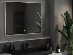 Mexen Erma lustro łazienkowe podświetlane 100 x 80 cm, LED 6000K, antypara, rama czarna - 9814-100-080-611-70